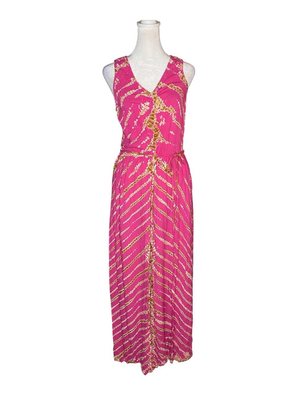 YFB Young Fabulous & Broke Boho Pink Flamingo Gold Tie-Dye Maxi Dress - Size M
